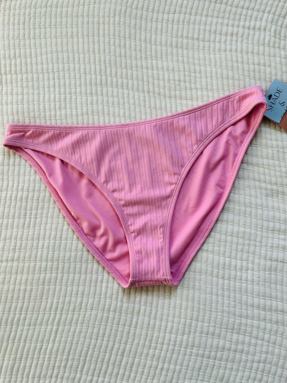 Shade & Shore Women’s Ribbed Full Coverage Hipster Bikini Bottom Bubblegum Pink